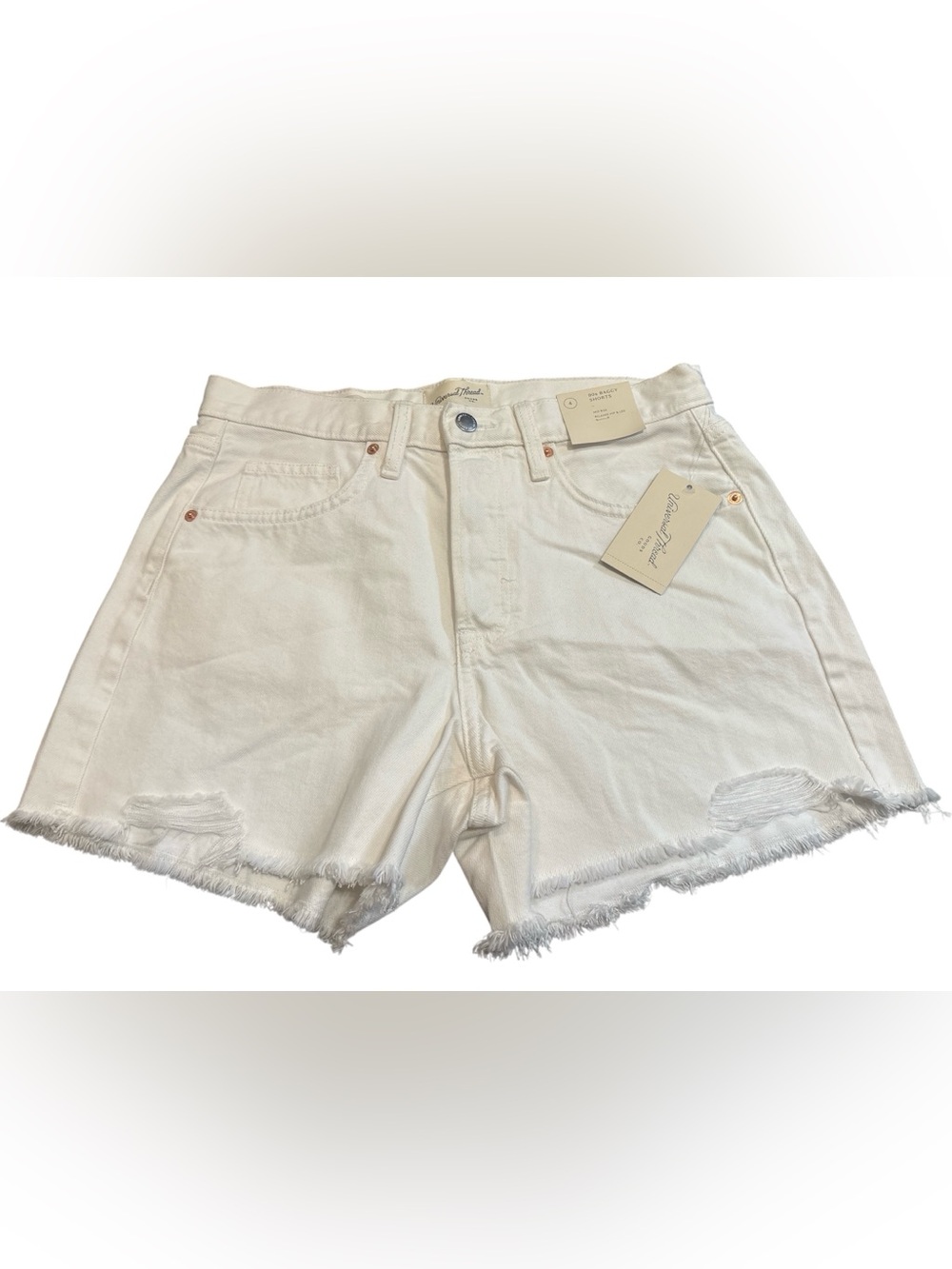 Universal Thread White High-Rise Frayed Denim Shorts